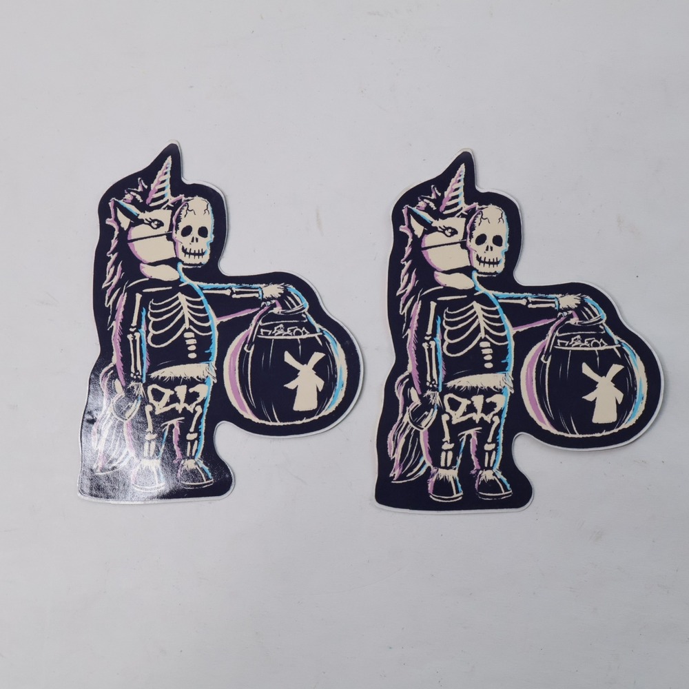 Dutch Bros Coffee Halloween Sticker Set Unicorn Skeleton Skull Mask Windmill 2pc